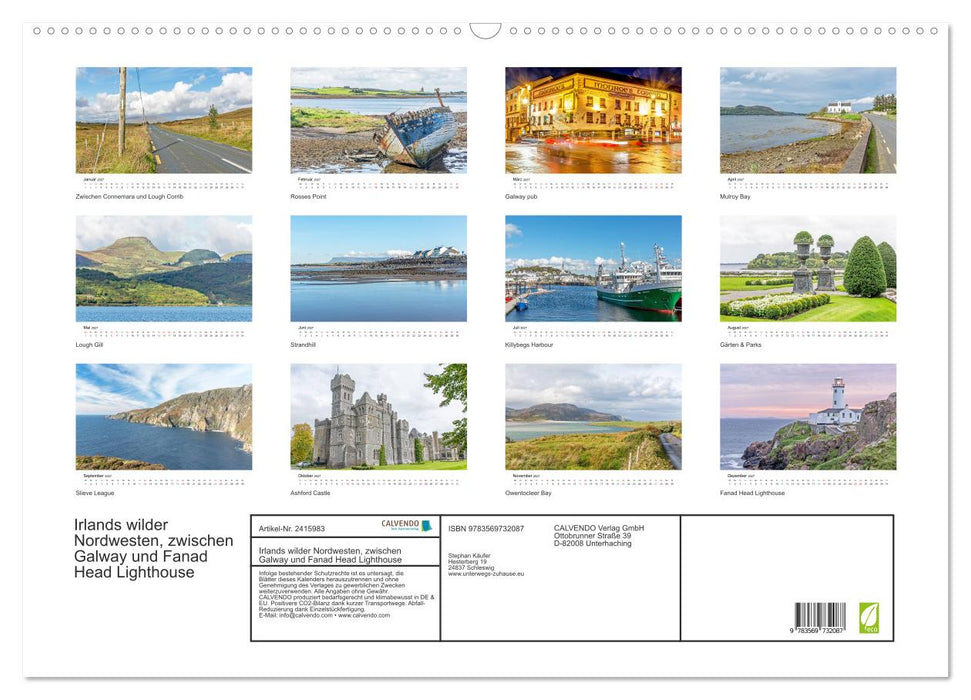 Irlands wilder Nordwesten, zwischen Galway und Fanad Head Lighthouse (CALVENDO Wandkalender 2027)