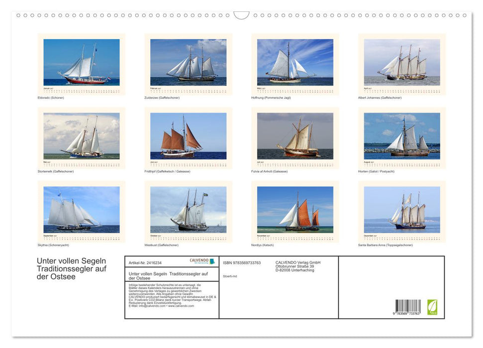 Unter vollen Segeln Traditionssegler auf der Ostsee (CALVENDO Wandkalender 2027)