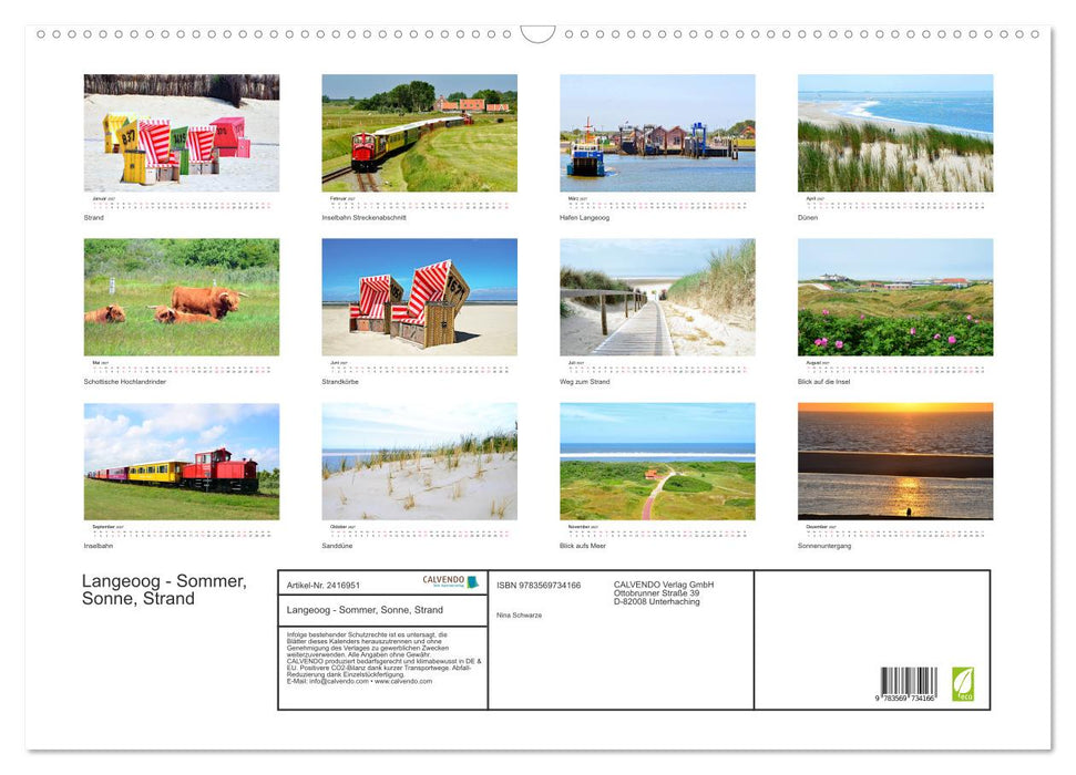 Langeoog - Sommer, Sonne, Strand (CALVENDO Wandkalender 2027)