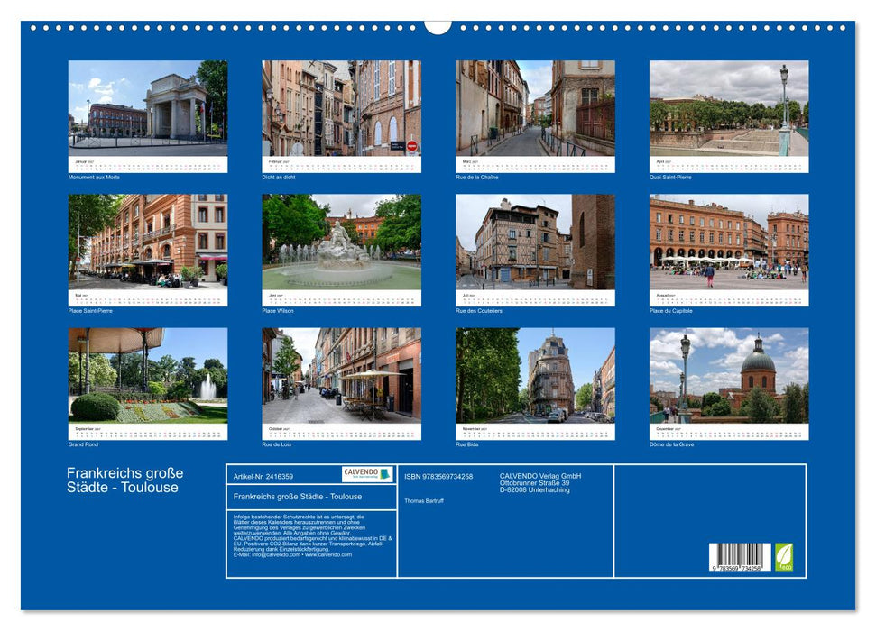 Frankreichs große Städte - Toulouse (CALVENDO Wandkalender 2027)