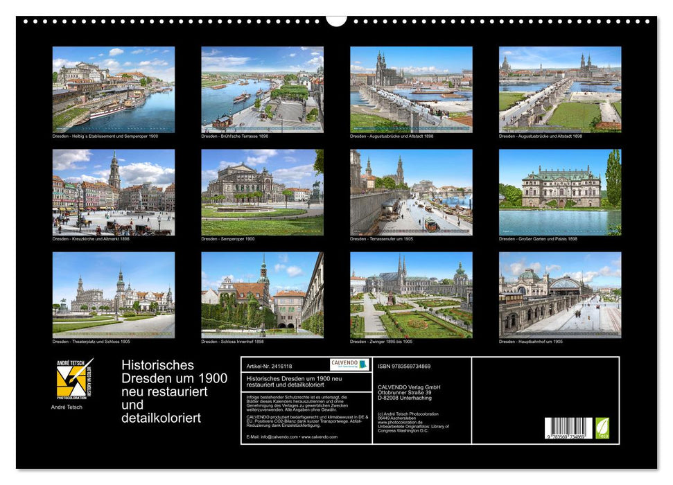 Historisches Dresden um 1900 neu restauriert und detailkoloriert (CALVENDO Wandkalender 2027)