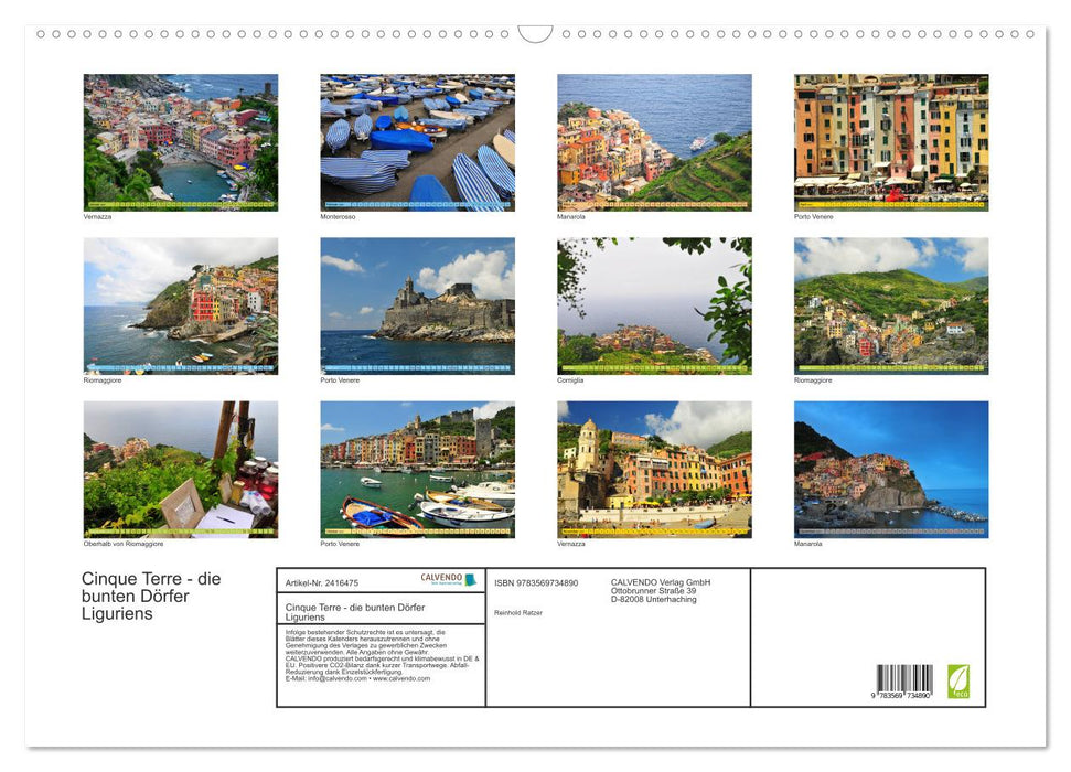 Cinque Terre - die bunten Dörfer Liguriens (CALVENDO Wandkalender 2027)