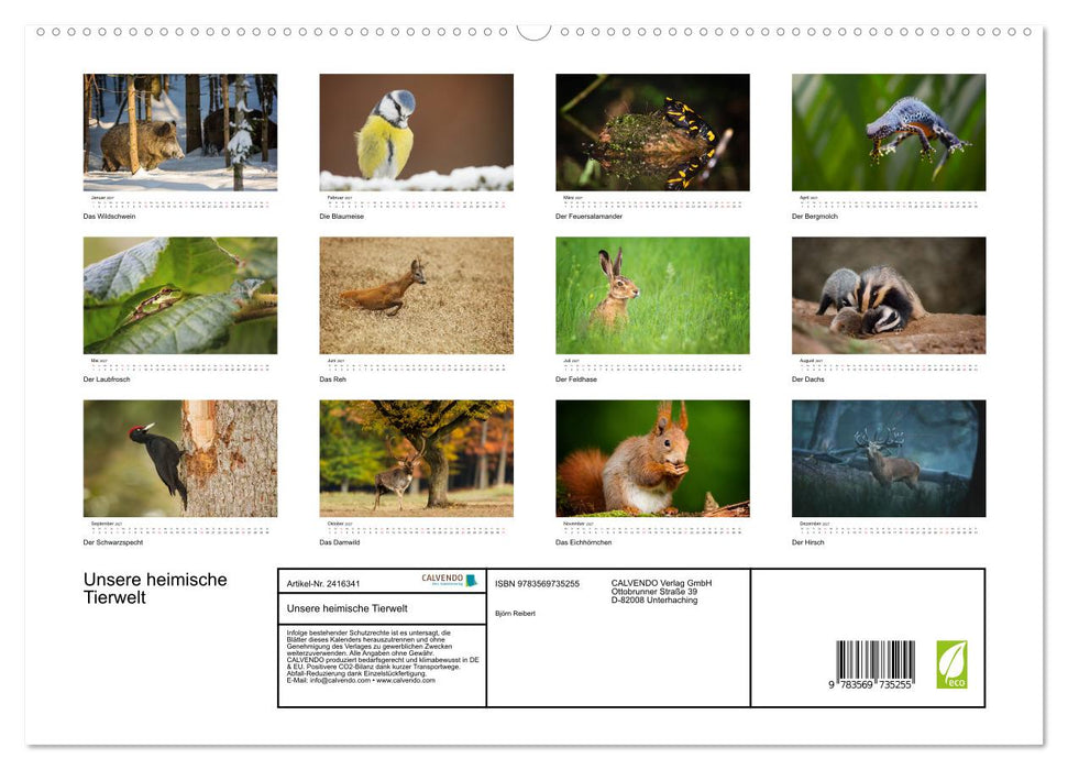 Unsere heimische Tierwelt (CALVENDO Premium Wandkalender 2027)