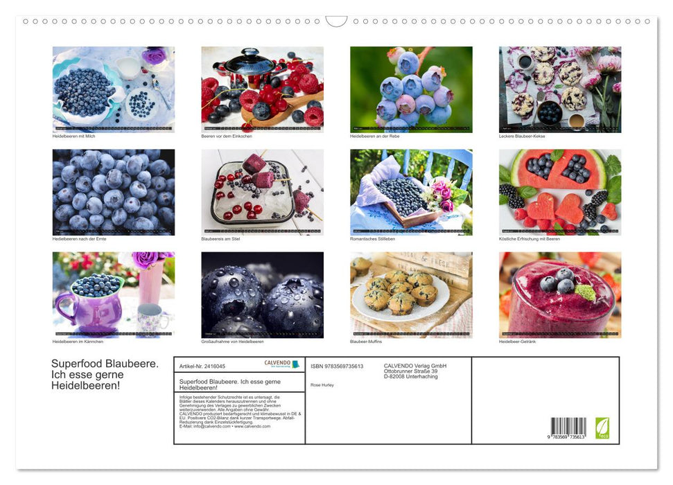 Superfood Blaubeere. Ich esse gerne Heidelbeeren! (CALVENDO Wandkalender 2027)