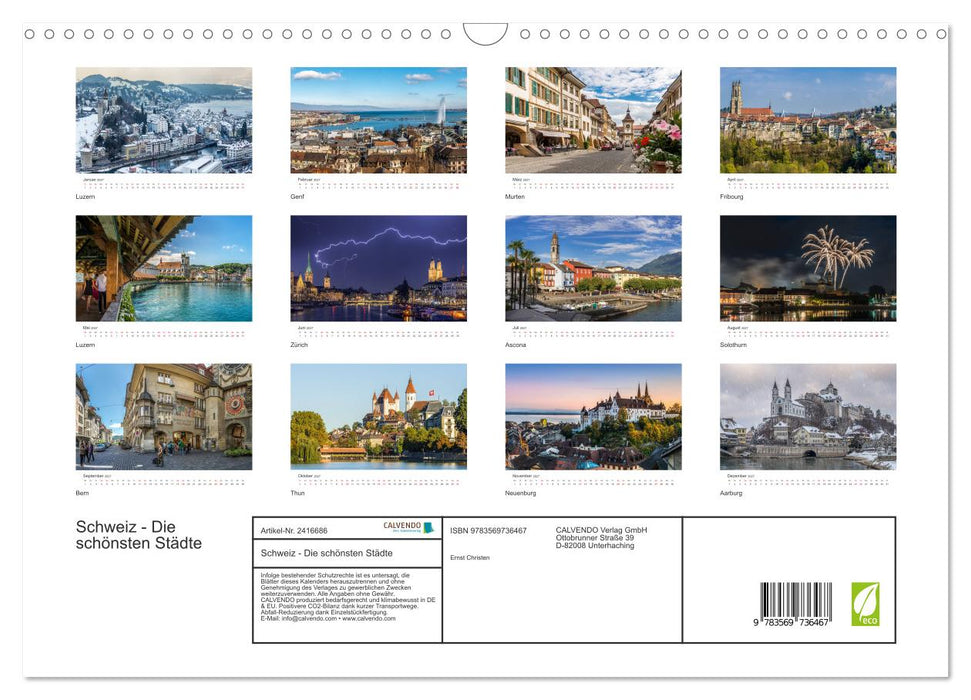 Schweiz - Die schönsten Städte (CALVENDO Wandkalender 2027)