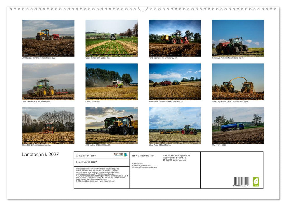 Landtechnik 2027 (CALVENDO Wandkalender 2027)