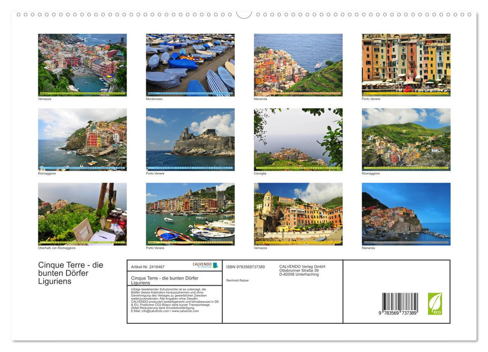 Cinque Terre - die bunten Dörfer Liguriens (CALVENDO Premium Wandkalender 2027)