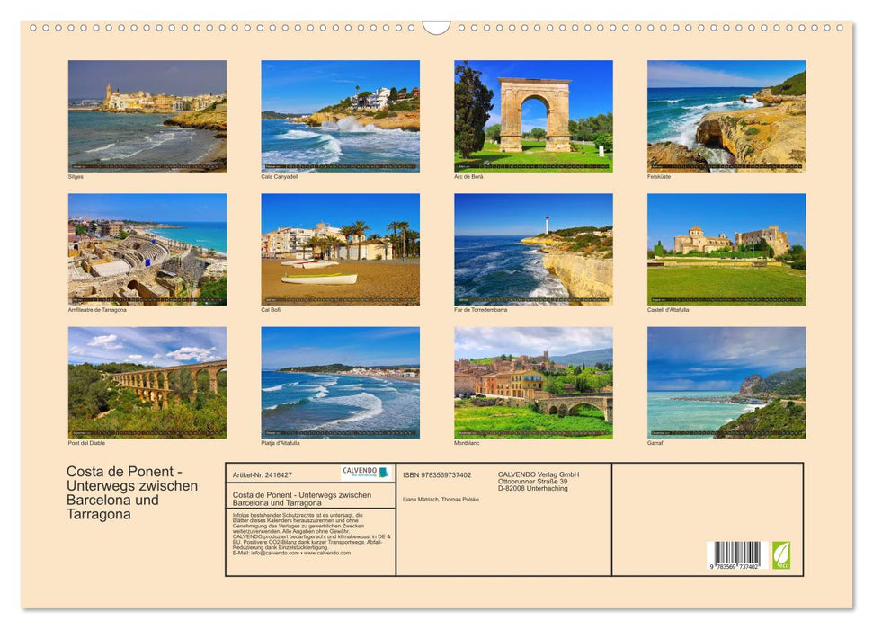 Costa de Ponent - Unterwegs zwischen Barcelona und Tarragona (CALVENDO Wandkalender 2027)
