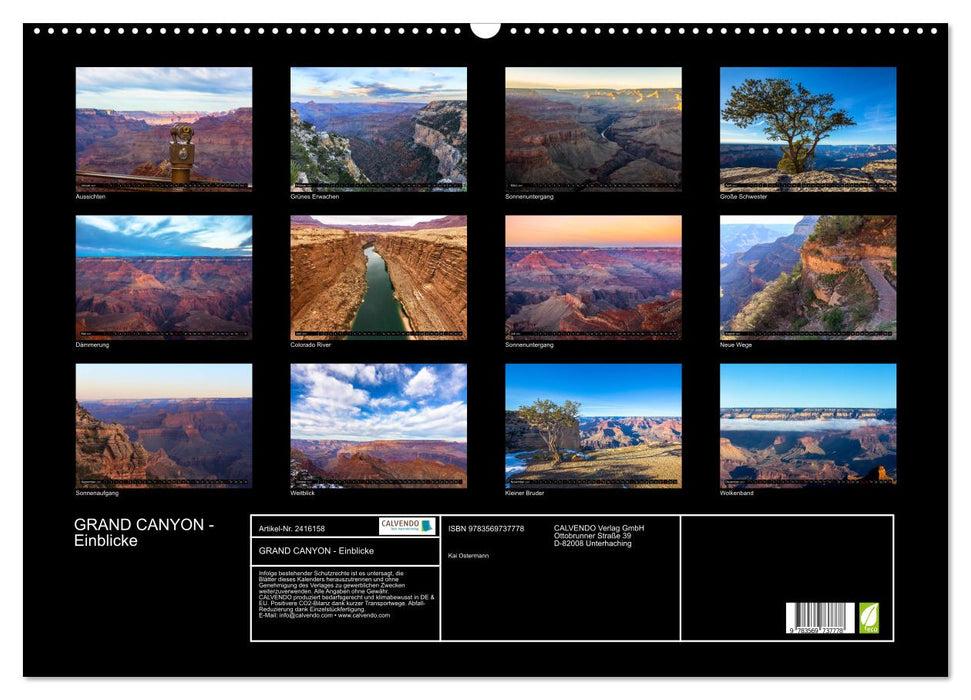 GRAND CANYON - Einblicke (CALVENDO Wandkalender 2027)