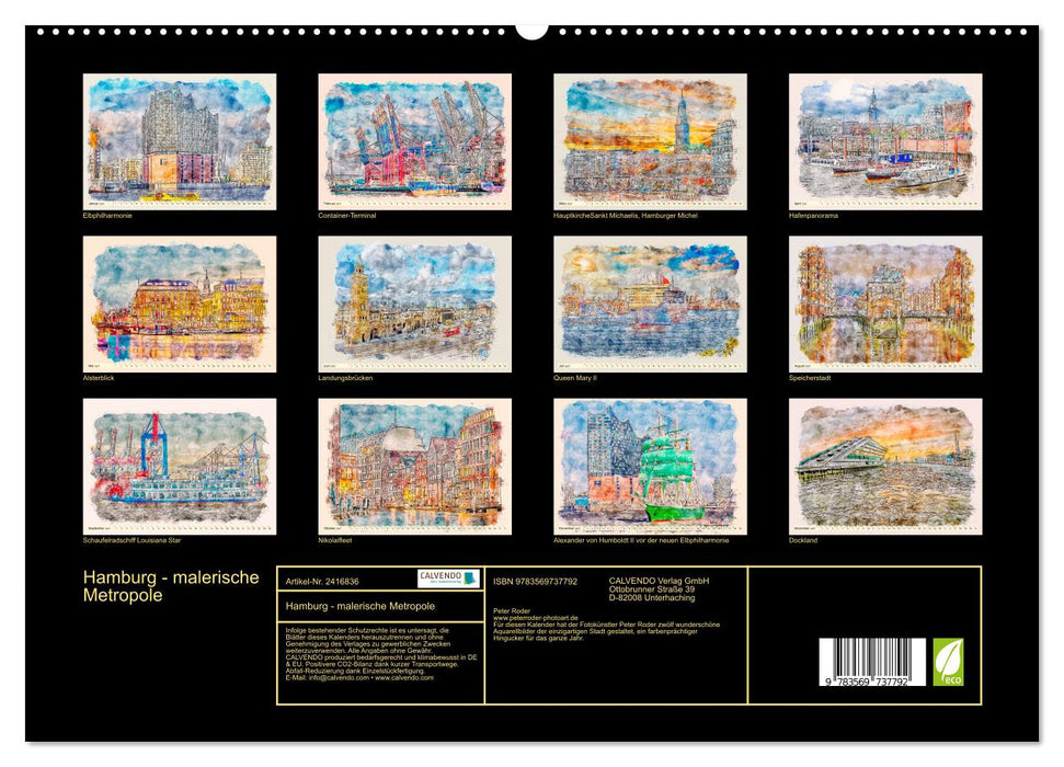 Hamburg - malerische Metropole (CALVENDO Premium Wandkalender 2027)
