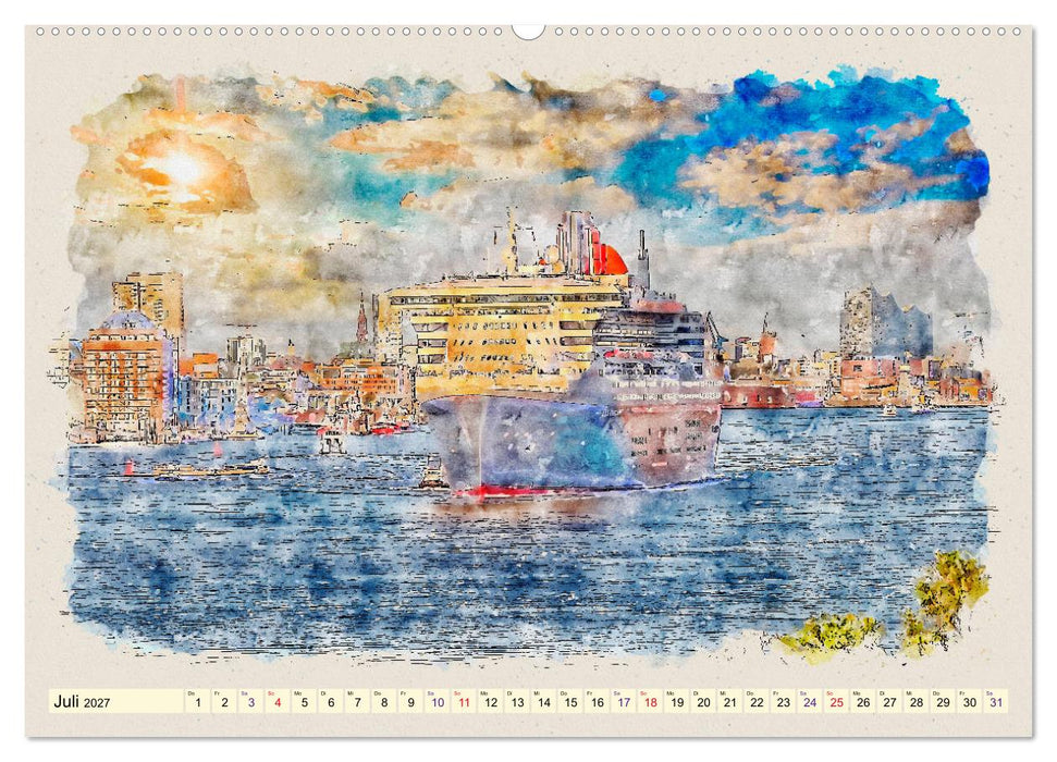 Hamburg - malerische Metropole (CALVENDO Premium Wandkalender 2027)