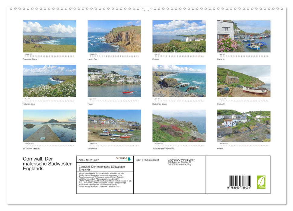 Cornwall. Der malerische Südwesten Englands (CALVENDO Premium Wandkalender 2027)