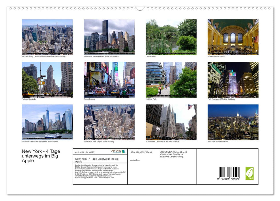 New York - 4 Tage unterwegs im Big Apple (CALVENDO Premium Wandkalender 2027)