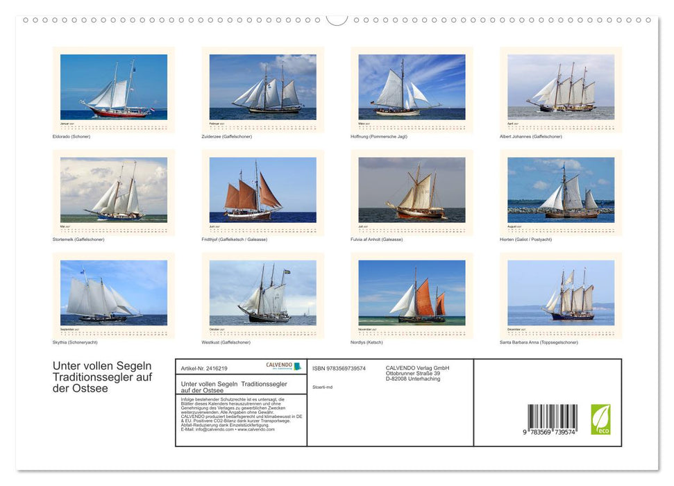 Unter vollen Segeln Traditionssegler auf der Ostsee (CALVENDO Premium Wandkalender 2027)