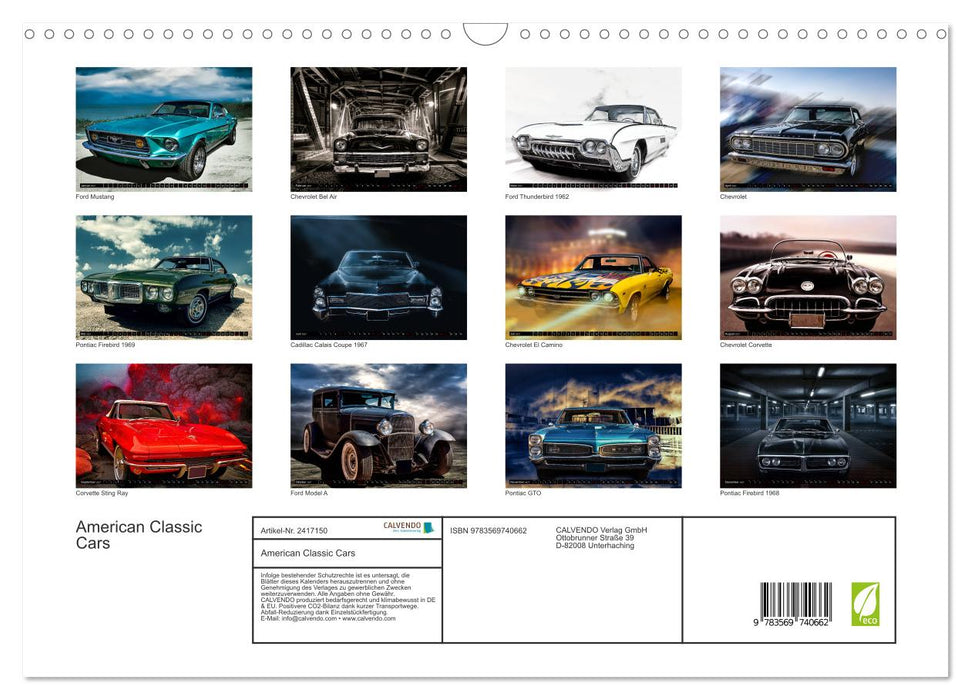 American Classic Cars (CALVENDO Wandkalender 2027)