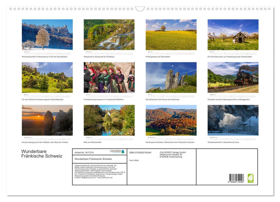 Wunderbare Fränkische Schweiz (CALVENDO Wandkalender 2027)