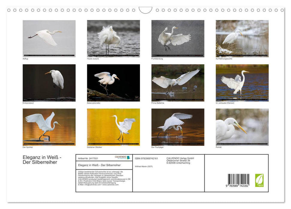 Eleganz in Weiß - Der Silberreiher (CALVENDO Wandkalender 2027)