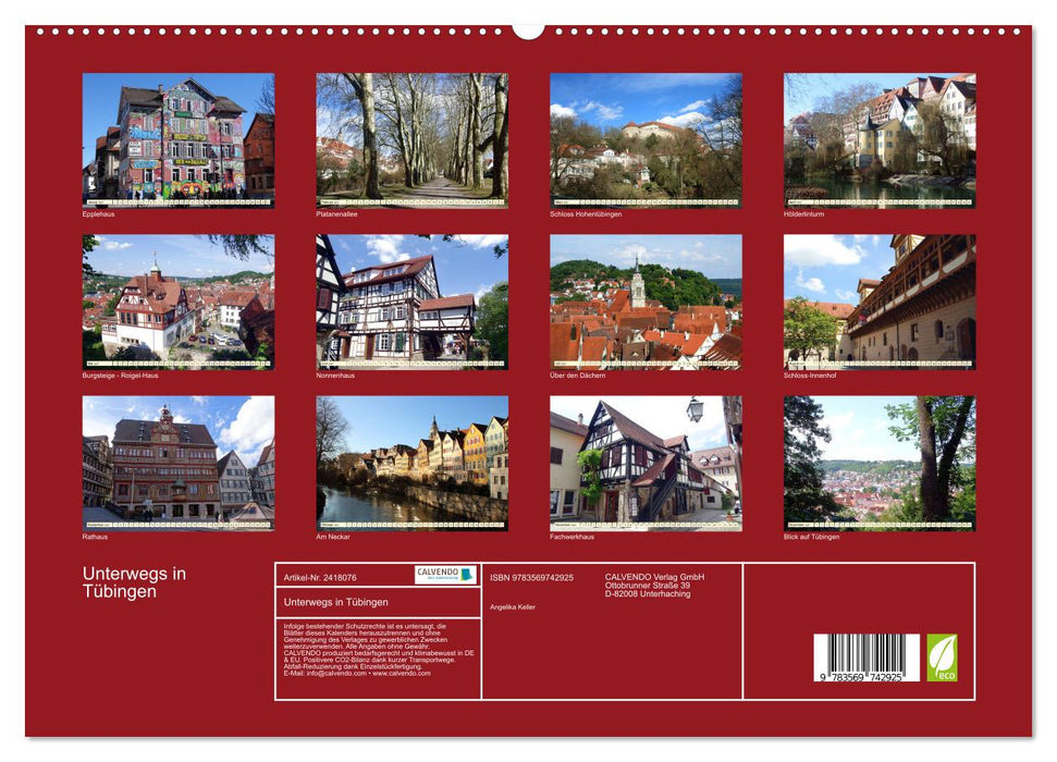 Unterwegs in Tübingen (CALVENDO Premium Wandkalender 2027)