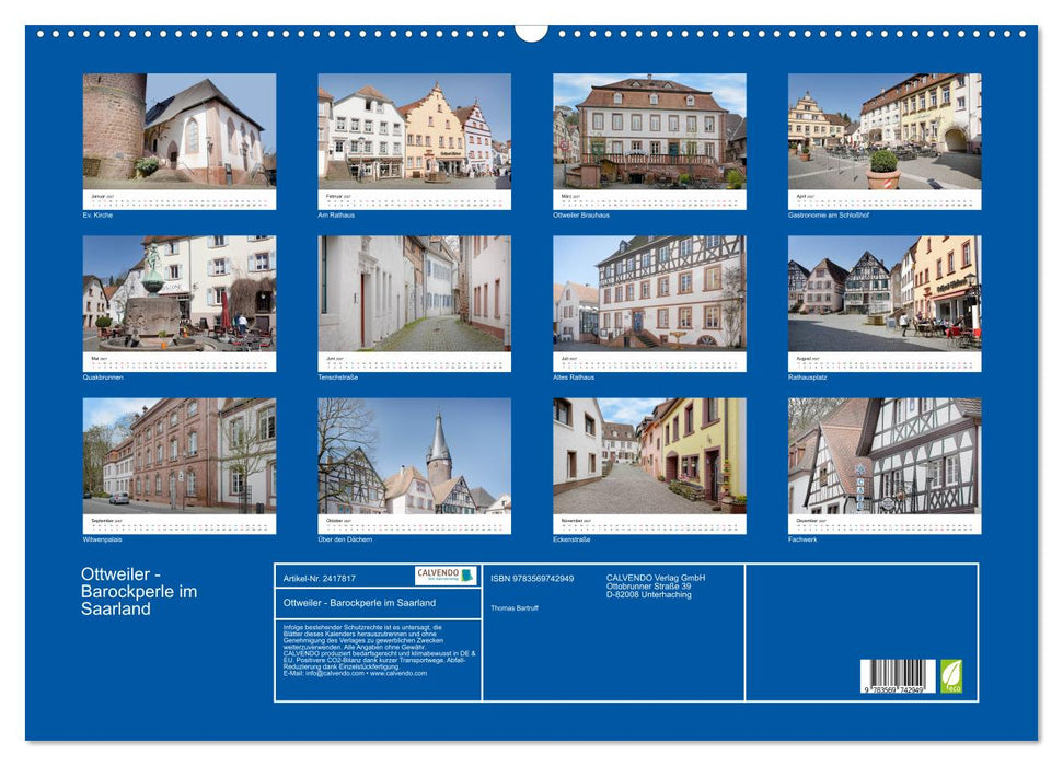 Ottweiler - Barockperle im Saarland (CALVENDO Wandkalender 2027)