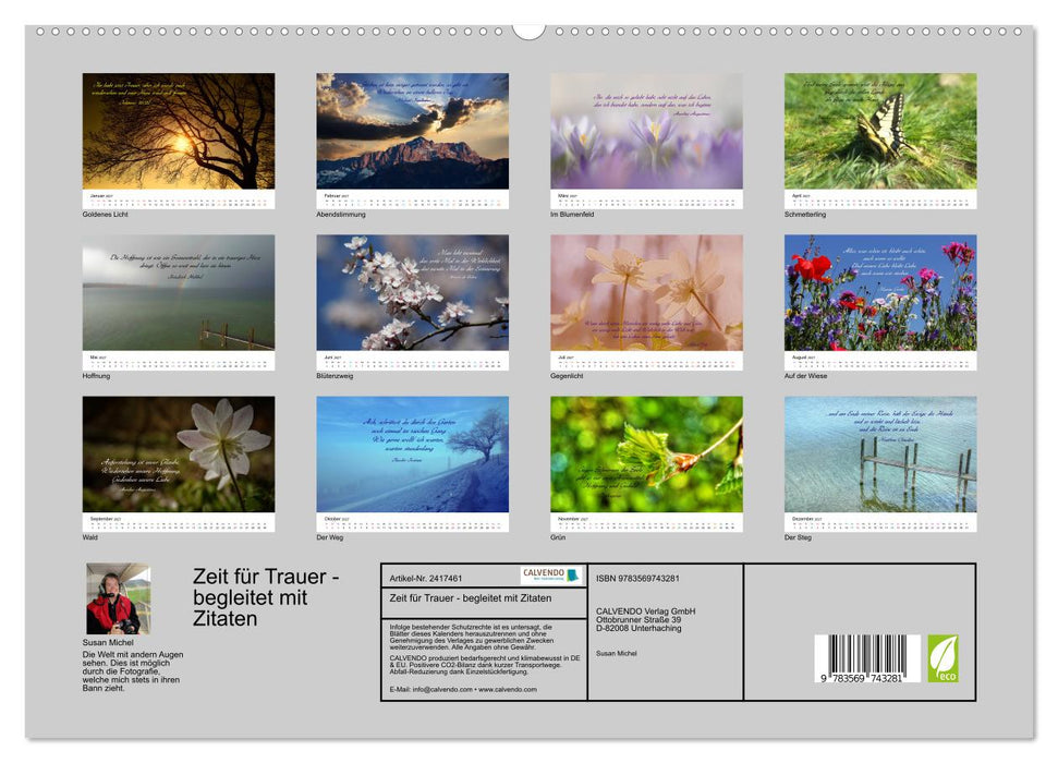 Zeit für Trauer - begleitet mit Zitaten (CALVENDO Premium Wandkalender 2027)