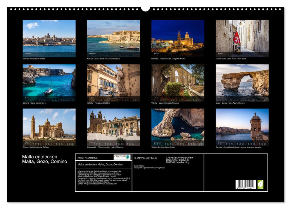Malta entdecken Malta, Gozo, Comino (CALVENDO Wandkalender 2027)
