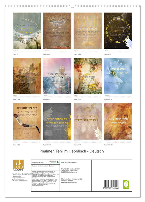Psalmen Tehilim Hebräisch - Deutsch (CALVENDO Premium Wandkalender 2027)