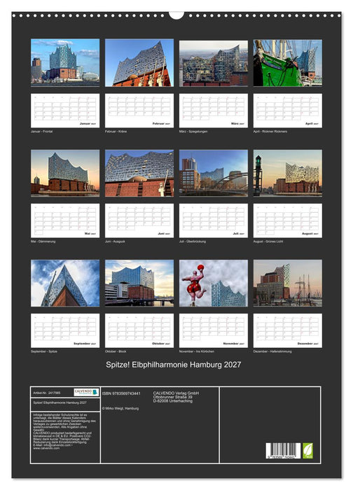 Spitze! Elbphilharmonie Hamburg 2027 (CALVENDO Wandkalender 2027)