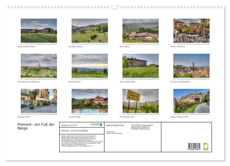 Piemont - am Fuß der Berge (CALVENDO Wandkalender 2027)
