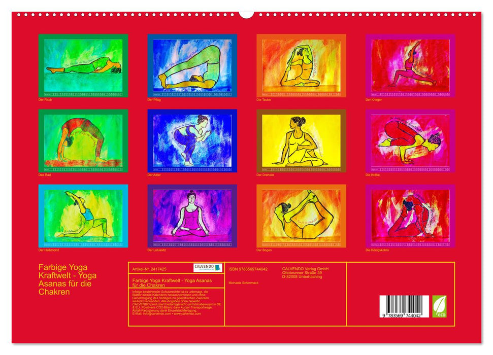 Farbige Yoga Kraftwelt - Yoga Asanas für die Chakren (CALVENDO Premium Wandkalender 2027)