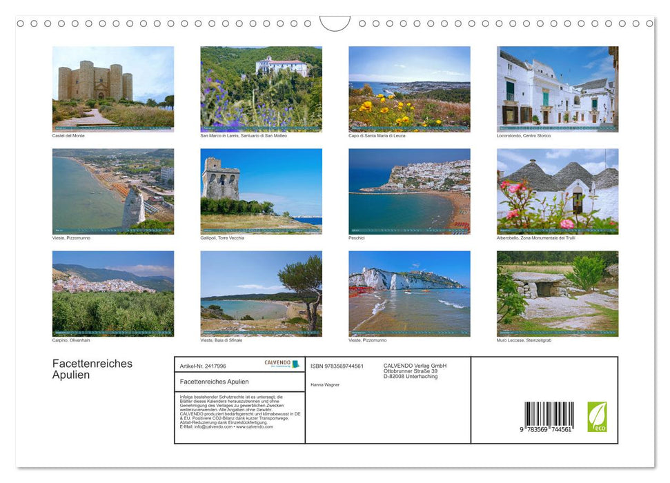 Facettenreiches Apulien (CALVENDO Wandkalender 2027)