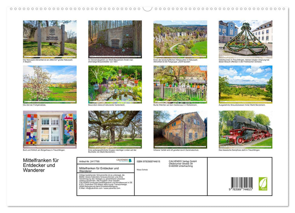 Mittelfranken für Entdecker und Wanderer (CALVENDO Premium Wandkalender 2027)