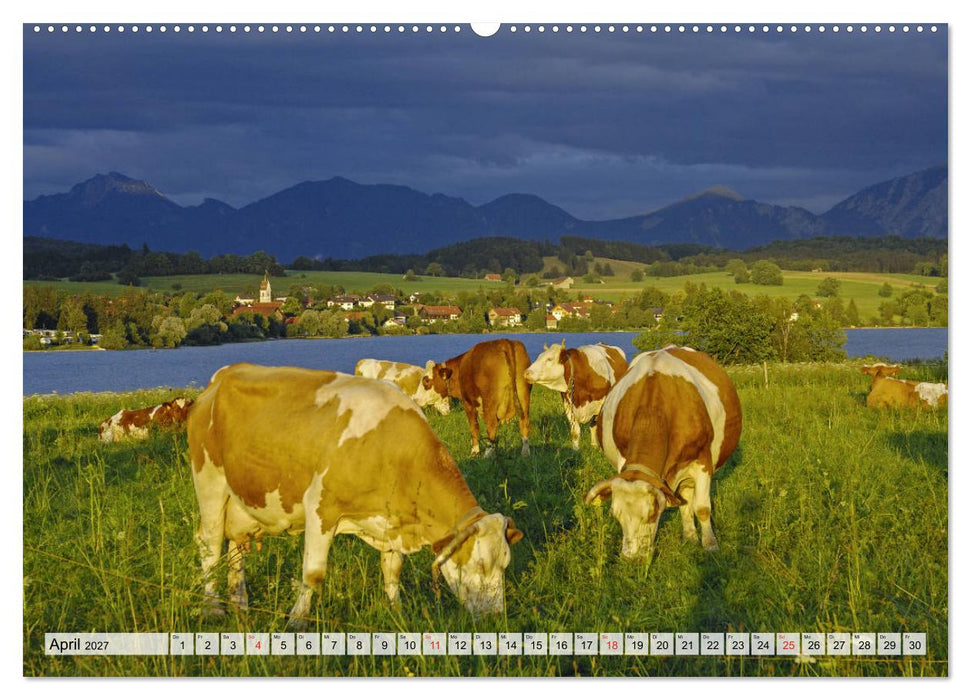 Das Blaue Land - Himmel, Seen und Berge im bayerischen Voralpenland (CALVENDO Wandkalender 2027)