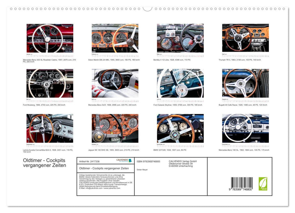 Oldtimer - Cockpits vergangener Zeiten (CALVENDO Premium Wandkalender 2027)