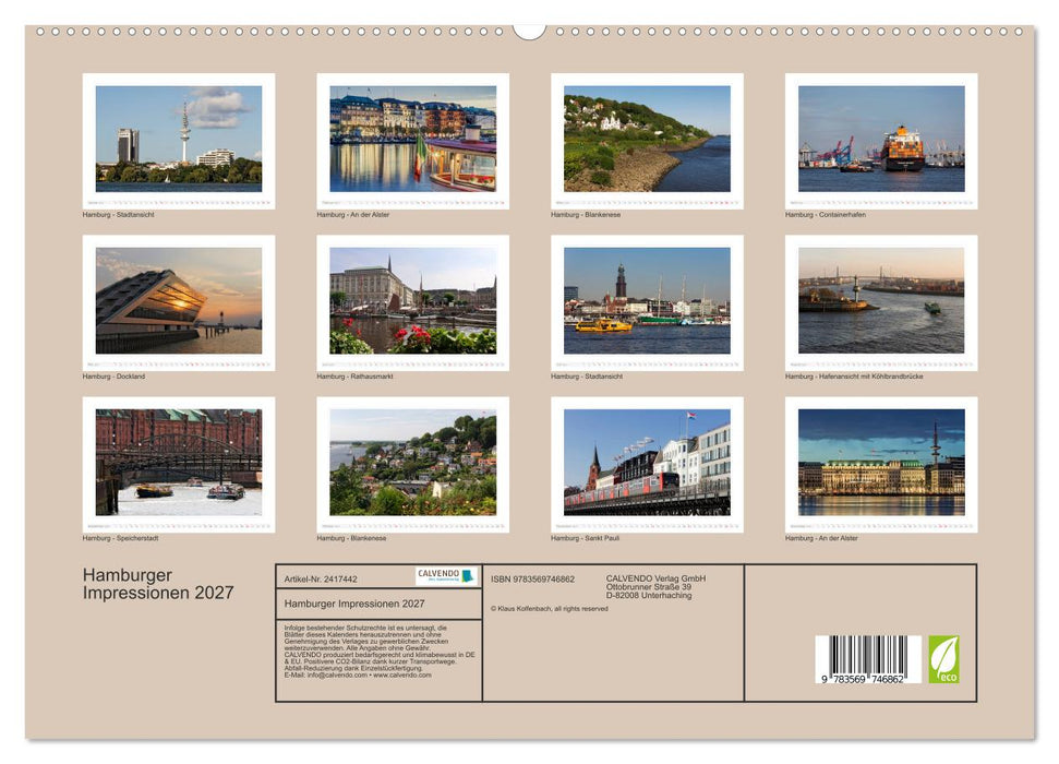 Hamburger Impressionen 2027 (CALVENDO Premium Wandkalender 2027)