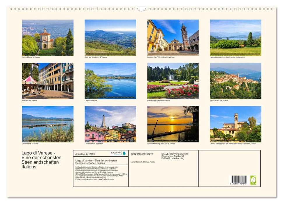 Lago di Varese - Eine der schönsten Seenlandschaften Italiens (CALVENDO Wandkalender 2027)