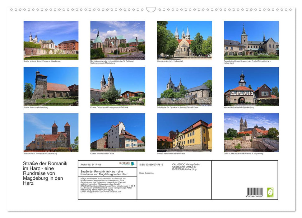 Straße der Romanik im Harz - eine Rundreise von Magdeburg in den Harz (CALVENDO Wandkalender 2027)
