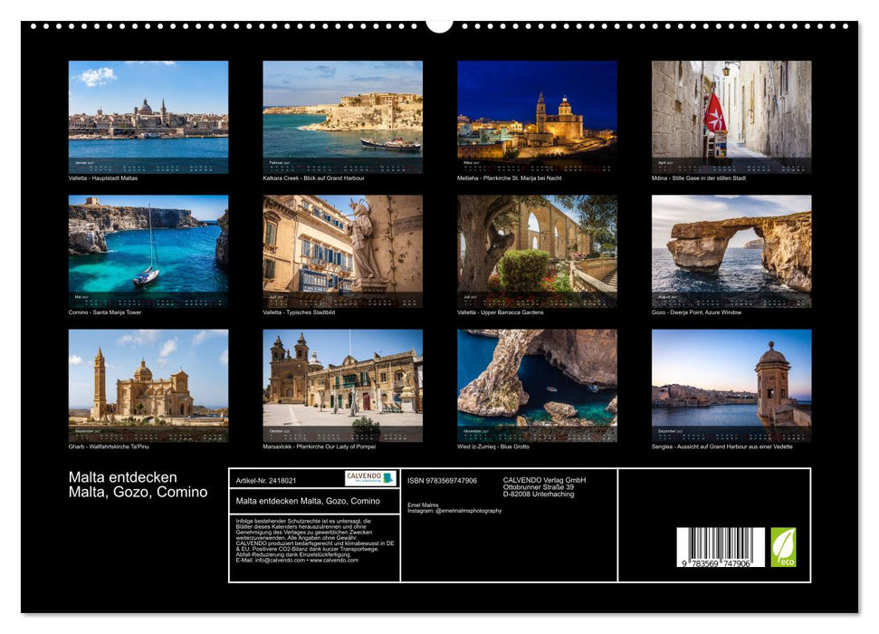 Malta entdecken Malta, Gozo, Comino (CALVENDO Premium Wandkalender 2027)