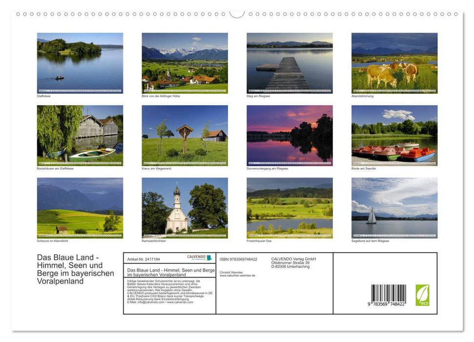 Das Blaue Land - Himmel, Seen und Berge im bayerischen Voralpenland (CALVENDO Premium Wandkalender 2027)