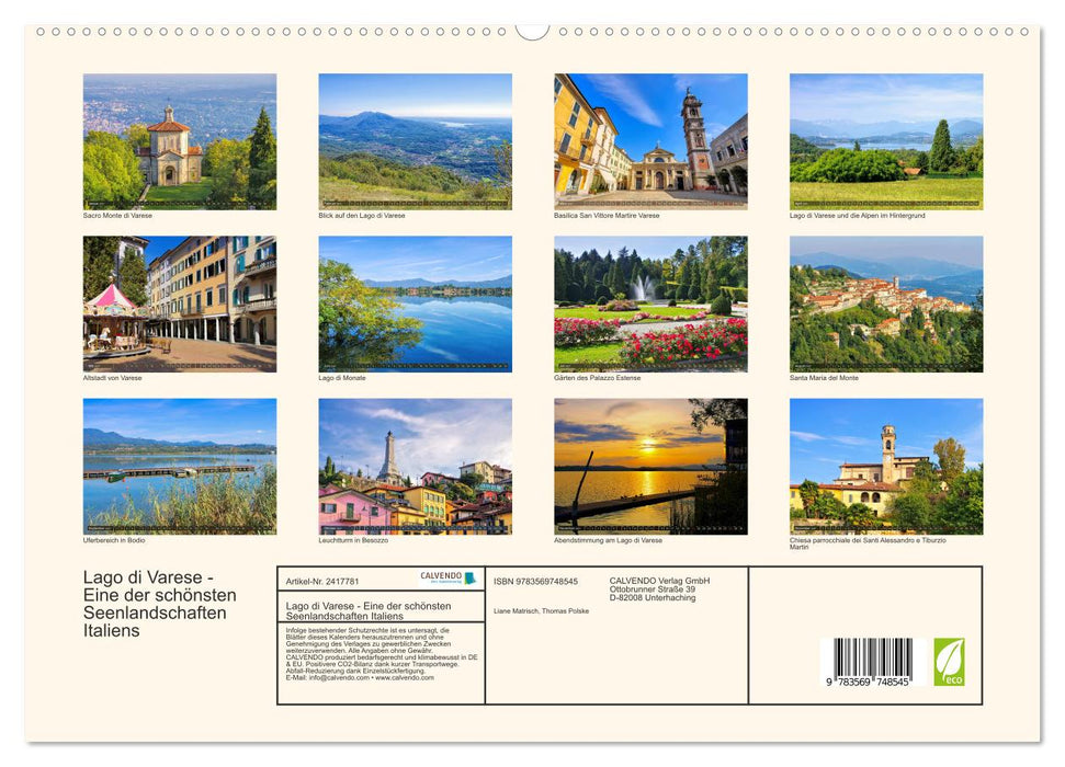 Lago di Varese - Eine der schönsten Seenlandschaften Italiens (CALVENDO Premium Wandkalender 2027)