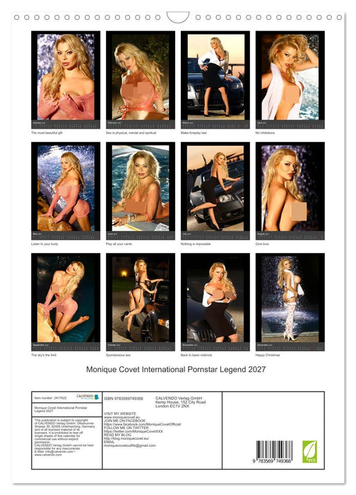 Monique Covet International Pornstar Legend 2027 (CALVENDO Monthly Calendar 2027)