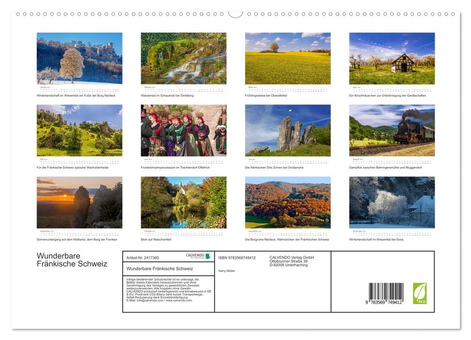 Wunderbare Fränkische Schweiz (CALVENDO Premium Wandkalender 2027)