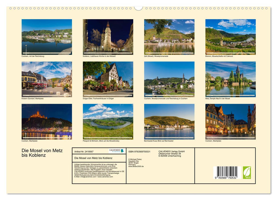 Die Mosel von Metz bis Koblenz (CALVENDO Premium Wandkalender 2027)