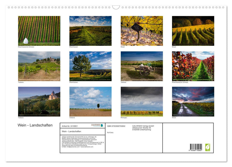 Wein - Landschaften (CALVENDO Wandkalender 2027)