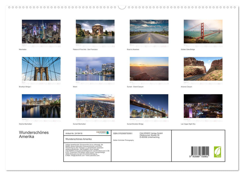 Wunderschönes Amerika (CALVENDO Premium Wandkalender 2027)