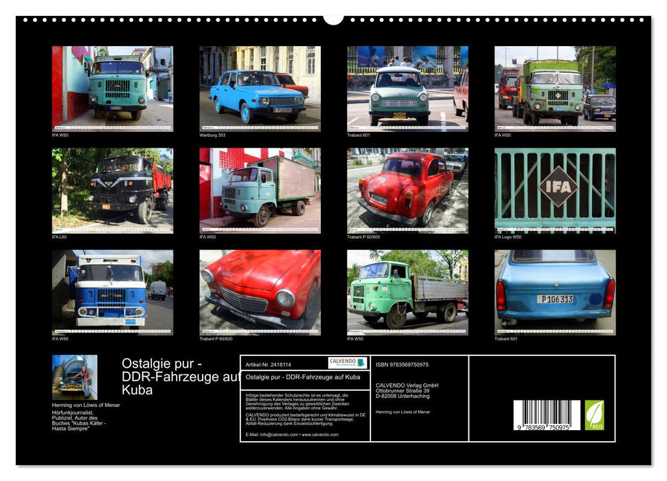 Ostalgie pur - DDR-Fahrzeuge auf Kuba (CALVENDO Premium Wandkalender 2027)