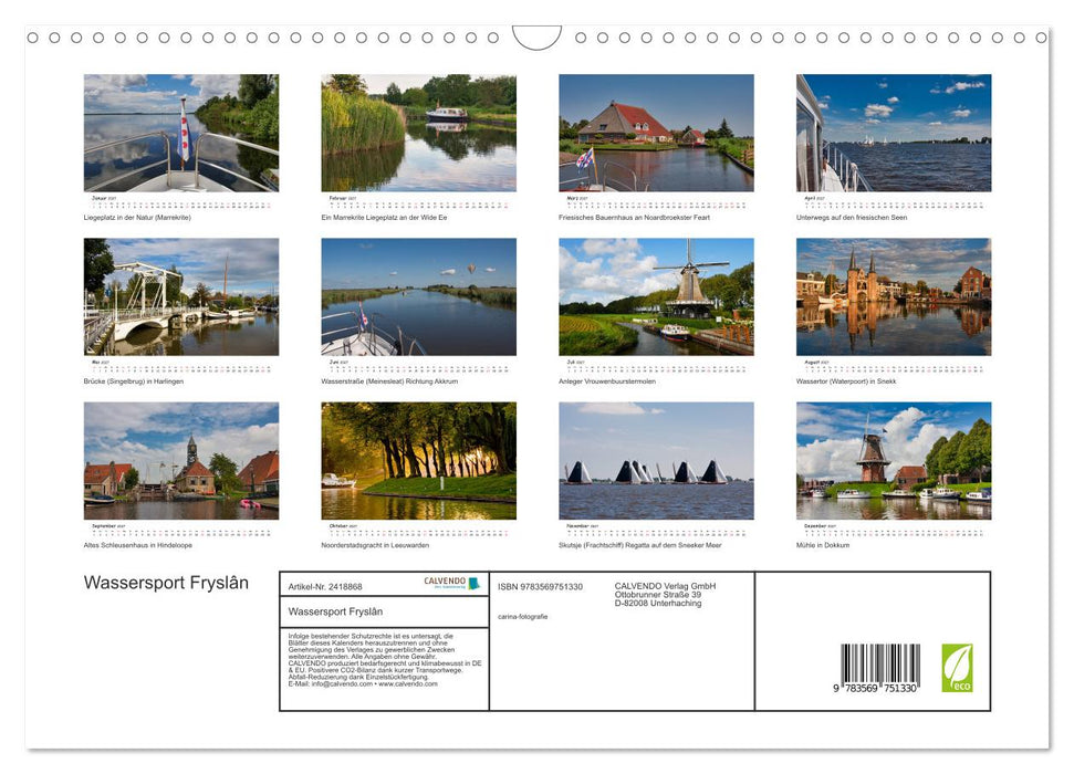 Wassersport Fryslân (CALVENDO Wandkalender 2027)