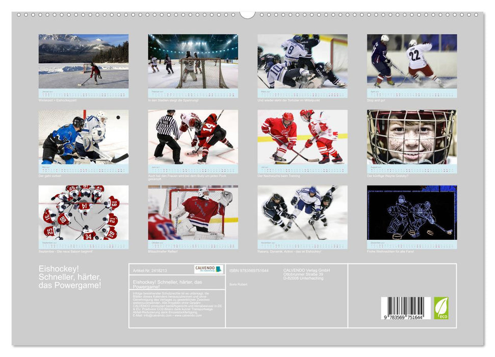 Eishockey! Schneller, härter, das Powergame! (CALVENDO Premium Wandkalender 2027)
