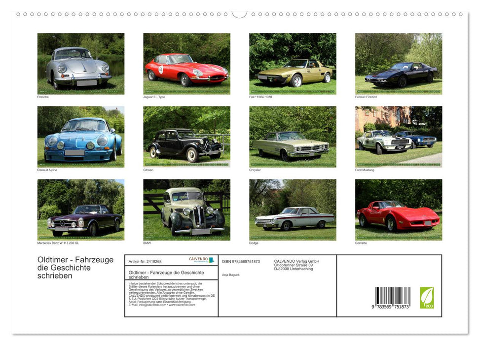 Oldtimer - Fahrzeuge die Geschichte schrieben (CALVENDO Premium Wandkalender 2027)