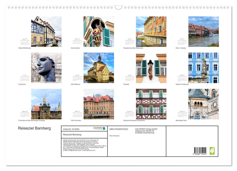 Reiseziel Bamberg (CALVENDO Wandkalender 2027)