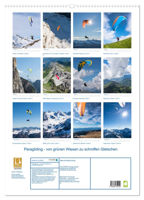 Paragliding - von grünen Wiesen zu schroffen Gletschen (CALVENDO Wandkalender 2027)